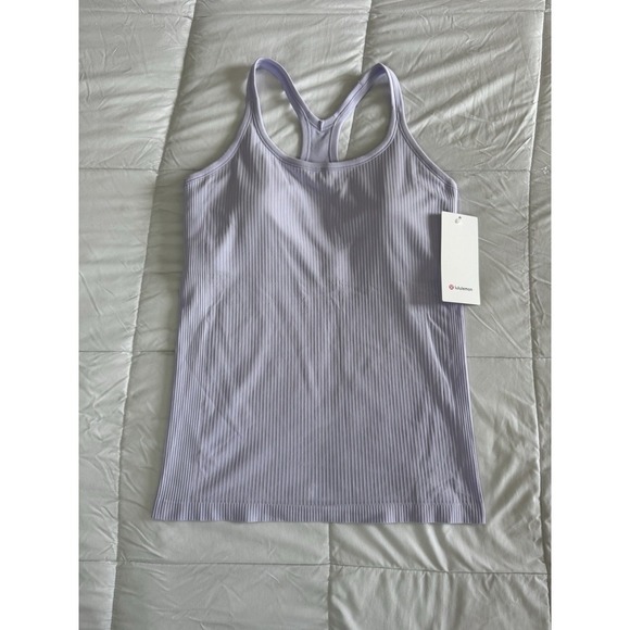 New Lululemon Ebb to Street Tank Top Size 12 W/Bra Hip Length Lavender Frost NWT - Picture 1 of 9